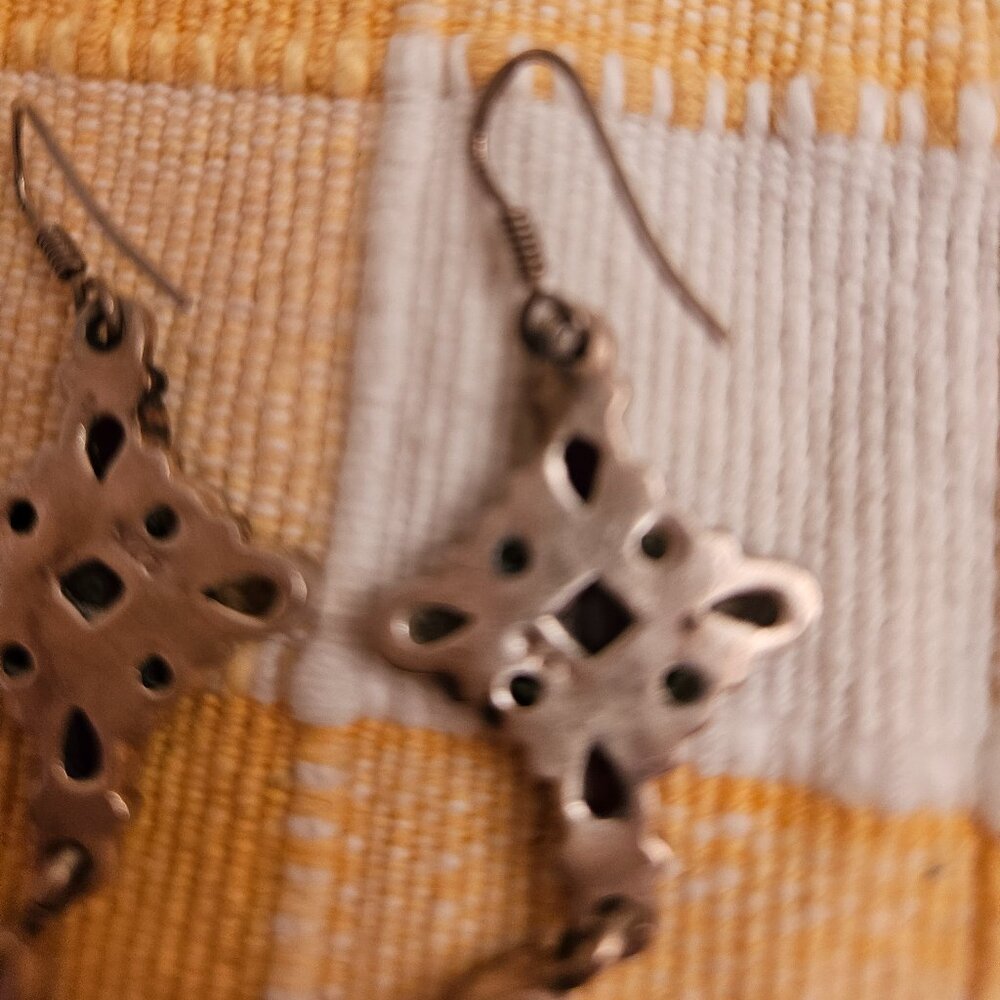 Sterling Silver Semi-Precious Stone Dangle Earrings - Picture 4 of 6